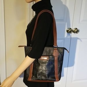 Stone & Co Leather Brown and Black Bag